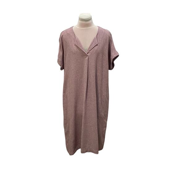 PURE JILL J.JILL Orchid Day at the Beach Linen Blend Dress SMALL Boxy Minimalist - Picture 2 of 7